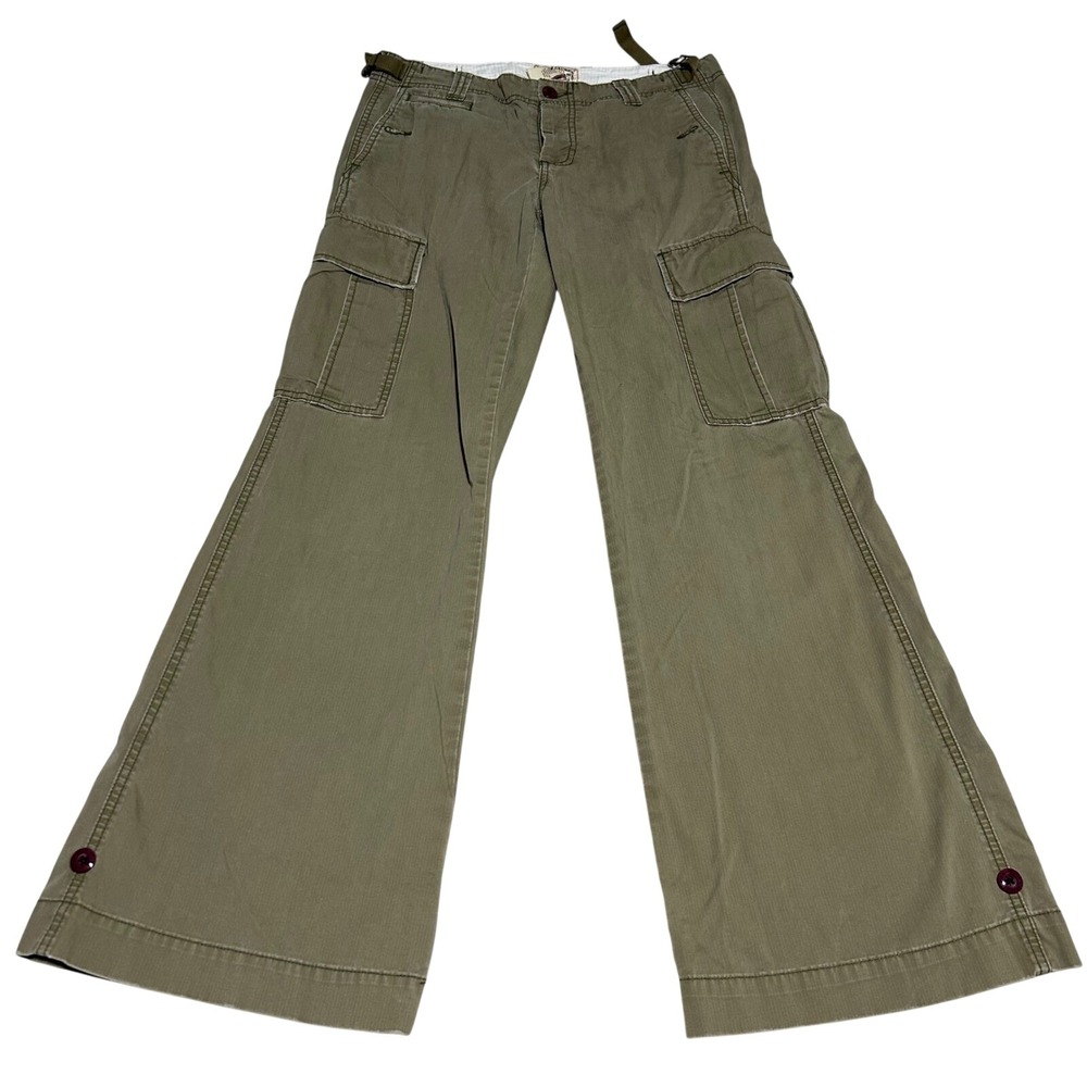 Ralph Lauren Polo Jeans Pants Women 6 31 Olive Cargo Wide Leg Flair VTG Y2K